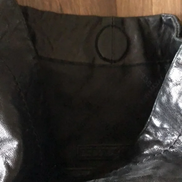 BCBG Maxazria Black Leather Crinkle Utility Bag - Picture 3 of 7